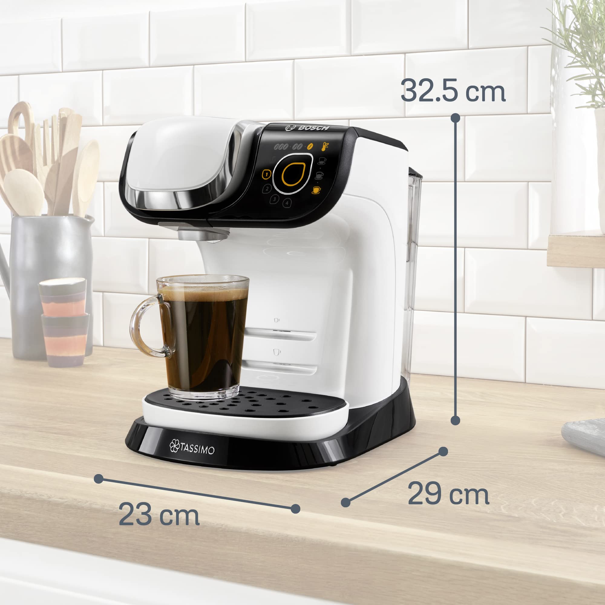 Eminenza Compatible My Way Cafetière Eminenza, tas 6504, plus de 40 boissons chaudes, OneTouch, Blanc
