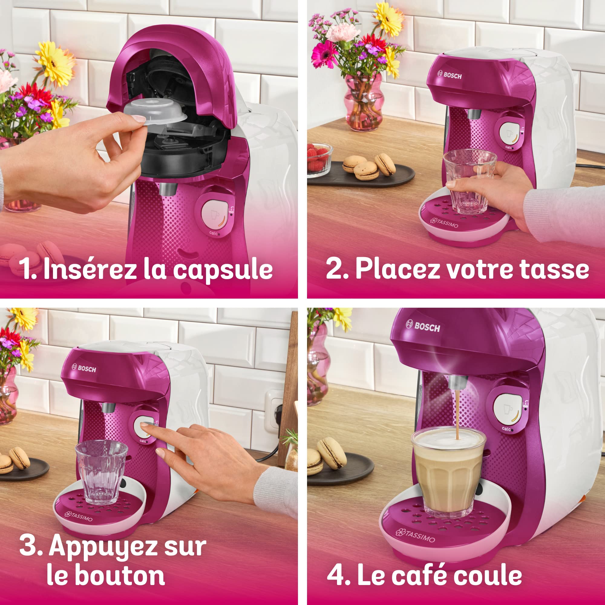 Eminenza - Cafetière Eminenza Eminenza Compatible Happy, tas1001, OneTouch, violet & blanc