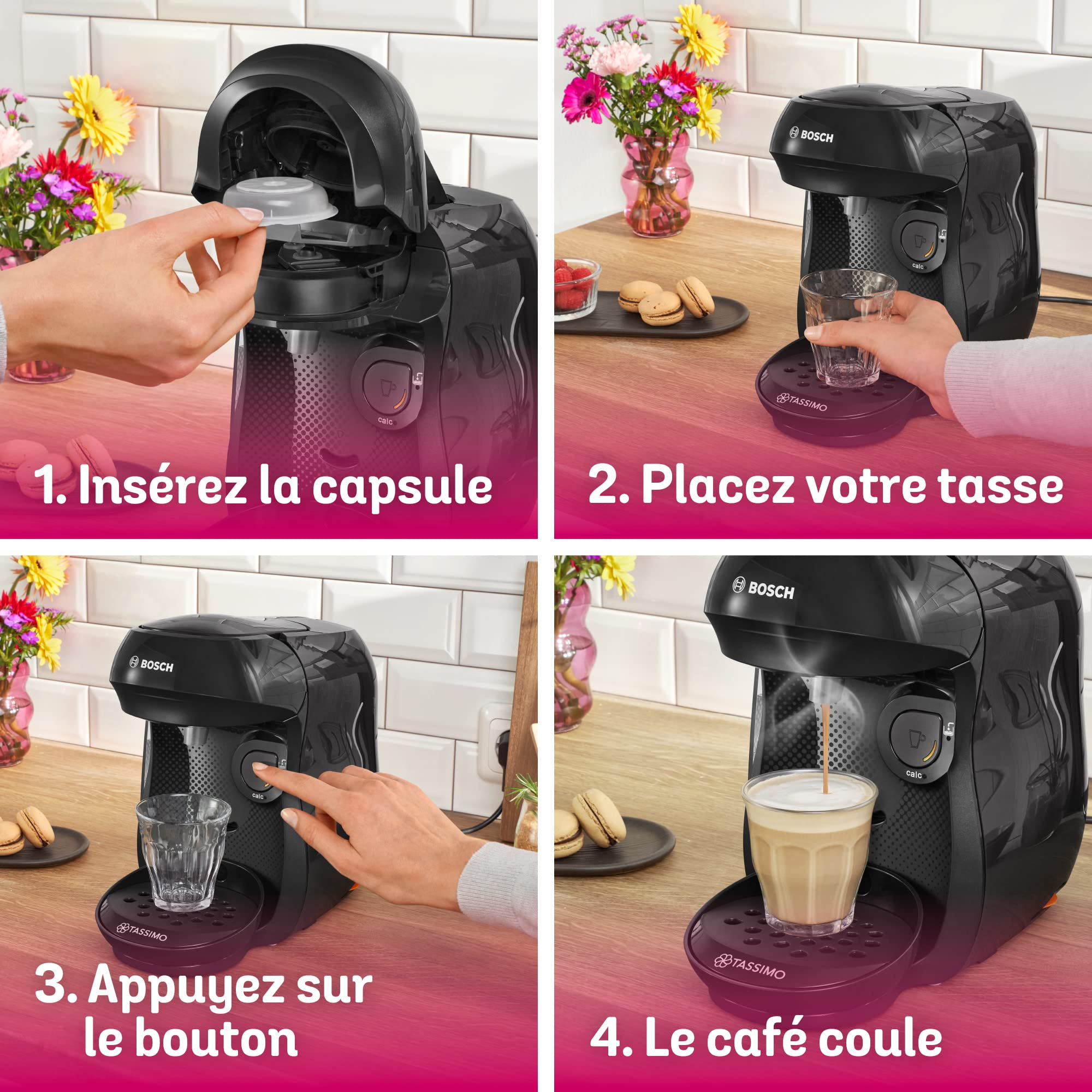 Eminenza - Cafetière Eminenza TASSIMO HAPPY, TAS1002N, plus de 40 boissons chaudes, Noir intense