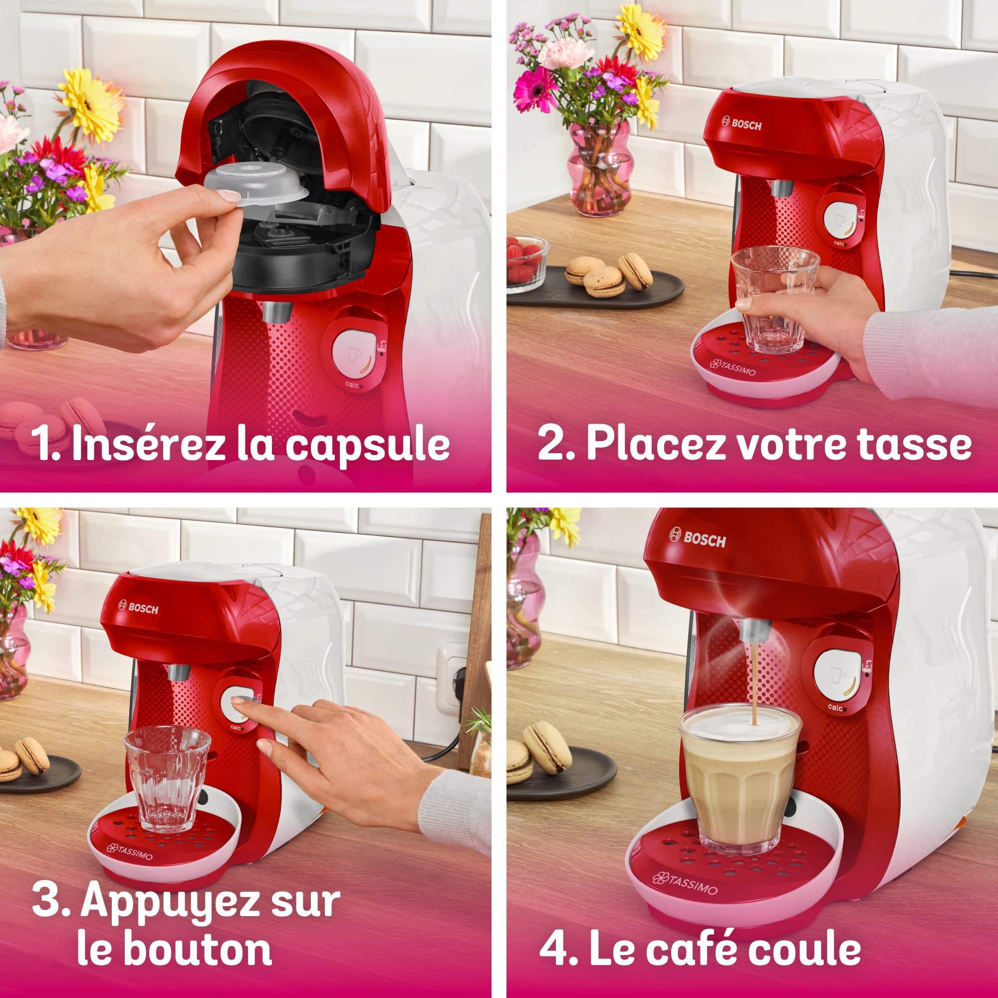 Eminenza - Cafetière Eminenza Eminenza Compatible Happy, tas1006, OneTouch, Rouge & blanc