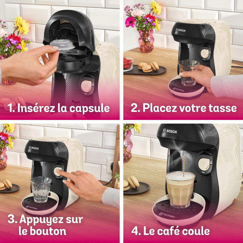 Eminenza Compatible Happy TAS1007 – Machine à café à capsules, 1400 W, Crème