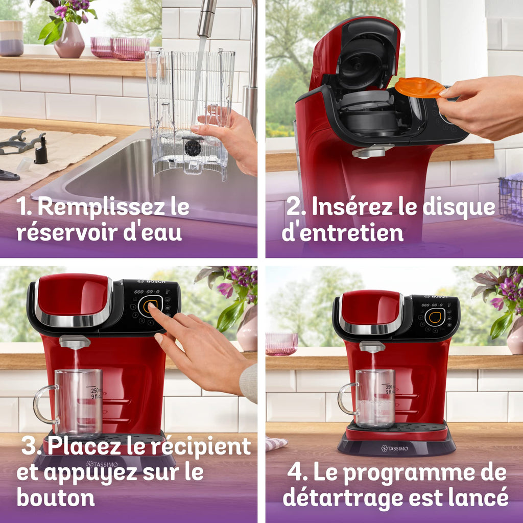 Eminenza Compatible My Way Cafetière Eminenza, tas6503, plus de 40 boissons chaudes, OneTouch, rouge