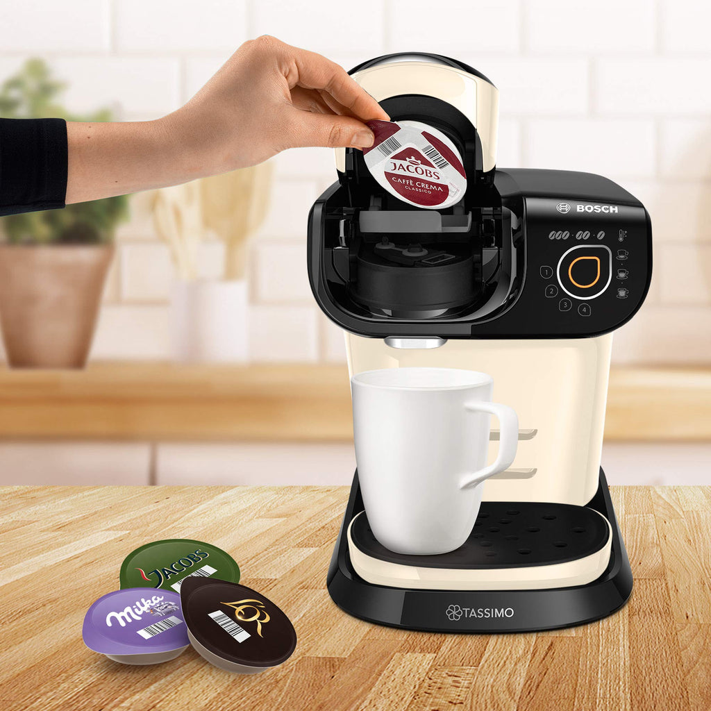 Eminenza Compatible My Way 2 TAS6507 Cafetière à capsules avec filtre à eau, 1500 W, 1,3 l, crème